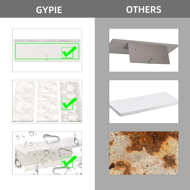 Gypie White Toilet Paper Holder with Shelf, New Upgrade Double Toilet Paper Holder with Storage, Marble Roll Toilet Paper Wall Mount for Bathroom Washroom - Image 5
